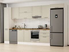 Alvinka 380X222 Cm Klasik Mebran Mutfak Dolabı Beyaz Beyaz Mbb-E80B40S60-1