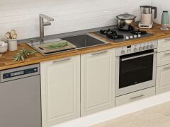 Alvinka 380X222 Cm Klasik Mebran Mutfak Dolabı Mbb-E80B60S40-3 Mebran | Kumtaşı - Mdf