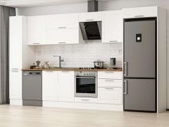 Alvinka 380X222 Cm Klasik Mebran Mutfak Dolabı Beyaz Beyaz Mbb-E80B40S60-2