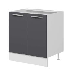 Alvinka Mutfak Modül Duz Alt 2K1R 80Cm Dolap Beyaz Antrasit