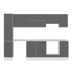 Alvinka 290X210 Cm High Gloss Mutfak Dolabı Mb-E90B40S40-1 High Gloss | Antrasit - Suntalam