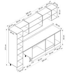 Alvinka 290X210 Cm High Gloss Mutfak Dolabı Mb-E90B40S40-1 High Gloss | Antrasit - Mdf