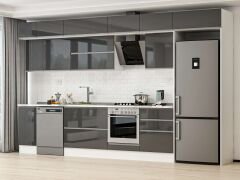 Alvinka 380X240 Cm High Gloss Mutfak Dolabı Mb-E80S40S60-2 High Gloss | Antrasit - Mdf