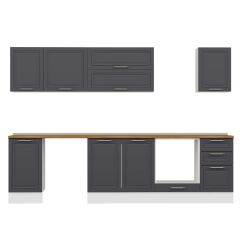 Alvinka 300X210 Cm Klasik Mebran Mutfak Dolabı M-E90S45S45-2 Mebran | Antrasit - Mdf