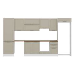 Alvinka 385X222 Cm Klasik Mebran Mutfak Dolabı Mbb-E80B60S45-1 Mebran | Kumtaşı - Suntalam