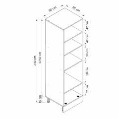 Alvinka Mutfak Modül 60-H240Cm Boy Ankastre Dolabı Antrasit - Mdf
