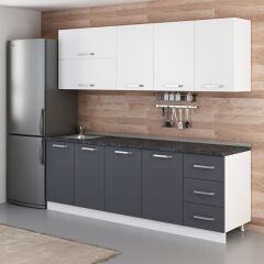 Minar 235 Cm Mutfak Dolabı Beyaz Antrasit 235-A2