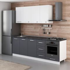 Minar 235 Cm Mutfak Dolabı Beyaz Antrasit 235-A3