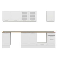 Alvinka 300X210 Cm Klasik Mebran Mutfak Dolabı M-E90S45S45-3 Mebran | Beyaz - Suntalam