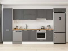 Alvinka 385X222 Cm Klasik Mebran Mutfak Dolabı Mbb-E80B60S45-1 Mebran | Antrasit - Mdf