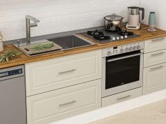 Alvinka 365X240 Cm Klasik Mebran Mutfak Dolabı Mbb-E80B45S40-3 Mebran | Kumtaşı - Suntalam