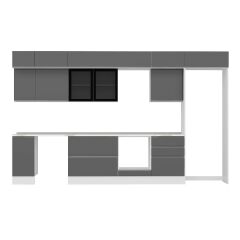 Alvinka 380X240 Cm High Gloss Mutfak Dolabı Mb-E80S40S60-3 High Gloss | Antrasit - Suntalam