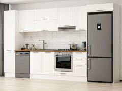 Alvinka 370X222 Cm Klasik Mebran Mutfak Dolabı Beyaz Beyaz Mbb-E80B45S45-1
