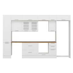 Alvinka 365X240 Cm Klasik Mebran Mutfak Dolabı Mbb-E80B45S40-3 Mebran | Beyaz - Mdf