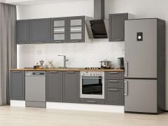 Alvinka 300X210 Cm Klasik Mebran Mutfak Dolabı M-E90S45S45-3 Mebran | Antrasit - Suntalam