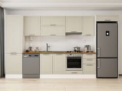 Alvinka 385X222 Cm Klasik Mebran Mutfak Dolabı Mbb-E80B60S45-1 Mebran | Kumtaşı - Mdf