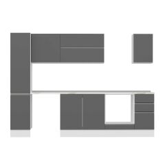 Alvinka 290X210 Cm High Gloss Mutfak Dolabı Mb-E90B40S40-2 High Gloss | Antrasit - Mdf