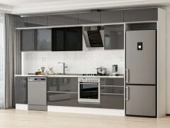 Alvinka 380X240 Cm High Gloss Mutfak Dolabı Mb-E80S40S60-3 High Gloss | Antrasit - Mdf