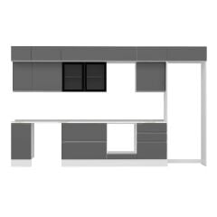 Alvinka 380X240 Cm High Gloss Mutfak Dolabı Mb-E80S40S60-3 High Gloss | Antrasit - Mdf