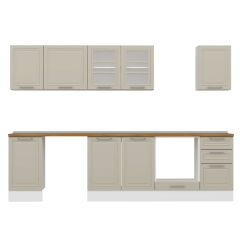 Alvinka 300X210 Cm Klasik Mebran Mutfak Dolabı M-E90S45S45-3 Mebran | Kumtaşı - Suntalam