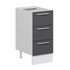 Alvinka Mutfak Modül Duz Alt 3Ç 40Cm Dolap Beyaz Antrasit