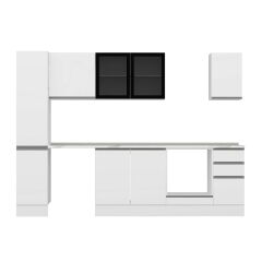 Alvinka 290X210 Cm High Gloss Mutfak Dolabı Mb-E90B40S40-3 High Gloss | Beyaz - Suntalam