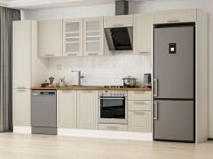 Alvinka 370X222 Cm Klasik Mebran Mutfak Dolabı Beyaz Beyaz Mbb-E80B45S45-3