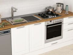 Alvinka 375X222 Cm Klasik Mebran Mutfak Dolabı Beyaz Beyaz Mbb-E80B45S50-1