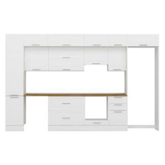 Alvinka 370X240 Cm Klasik Mebran Mutfak Dolabı Mbb-E80B45S45-1 Mebran | Beyaz - Suntalam