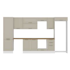 Alvinka 385X222 Cm Klasik Mebran Mutfak Dolabı Mbb-E80B60S45-2 Mebran | Kumtaşı - Suntalam