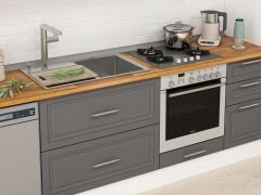 Alvinka 370X240 Cm Klasik Mebran Mutfak Dolabı Mbb-E80B45S45-1 Mebran | Antrasit - Suntalam