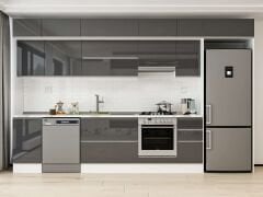 Alvinka 365X240 Cm High Gloss Mutfak Dolabı Mb-E80S45S40-1 High Gloss | Antrasit - Mdf