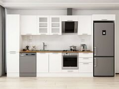 Alvinka 375X222 Cm Klasik Mebran Mutfak Dolabı Beyaz Beyaz Mbb-E80B45S50-3