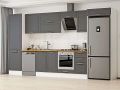 Alvinka 385X222 Cm Klasik Mebran Mutfak Dolabı Mbb-E80B60S45-2 Mebran | Antrasit - Mdf