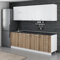 Minar 235 Cm Mutfak Dolabı Beyaz Dore 235-D2