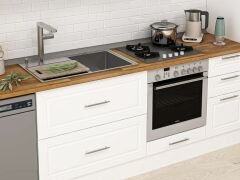 Alvinka 370X240 Cm Klasik Mebran Mutfak Dolabı Mbb-E80B45S45-1 Mebran | Beyaz - Mdf