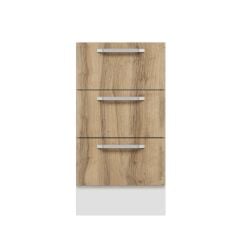 Alvinka Mutfak Modül Duz Alt 3Ç 45Cm Dolap Beyaz Dore