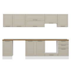 Alvinka 305X210 Cm Klasik Mebran Mutfak Dolabı M-E90S45S50-1 Mebran | Kumtaşı - Suntalam