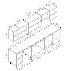 Alvinka 305X210 Cm Klasik Mebran Mutfak Dolabı M-E90S45S50-1 Mebran | Kumtaşı - Suntalam