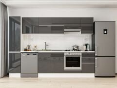 Alvinka 295X210 Cm High Gloss Mutfak Dolabı Mb-E90B40S45-1 High Gloss | Antrasit - Suntalam