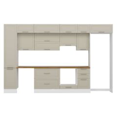 Alvinka 370X240 Cm Klasik Mebran Mutfak Dolabı Mbb-E80B45S45-1 Mebran | Kumtaşı - Mdf