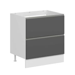 Alvinka Mutfak Modül Hg_J Alt 2Ç 80Cm Evye Dolap Beyaz Antrasit Suntalam