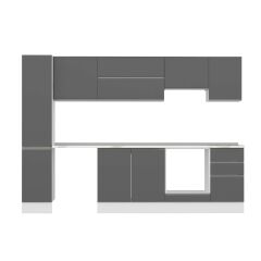 Alvinka 295X210 Cm High Gloss Mutfak Dolabı Mb-E90B40S45-1 High Gloss | Antrasit - Mdf