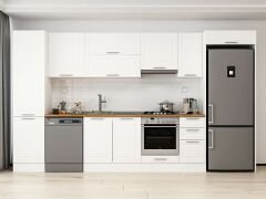 Alvinka 370X222 Cm Klasik Mebran Mutfak Dolabı Beyaz Beyaz Mbb-E80B50S40-1