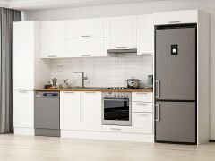 Alvinka 370X222 Cm Klasik Mebran Mutfak Dolabı Beyaz Beyaz Mbb-E80B50S40-1