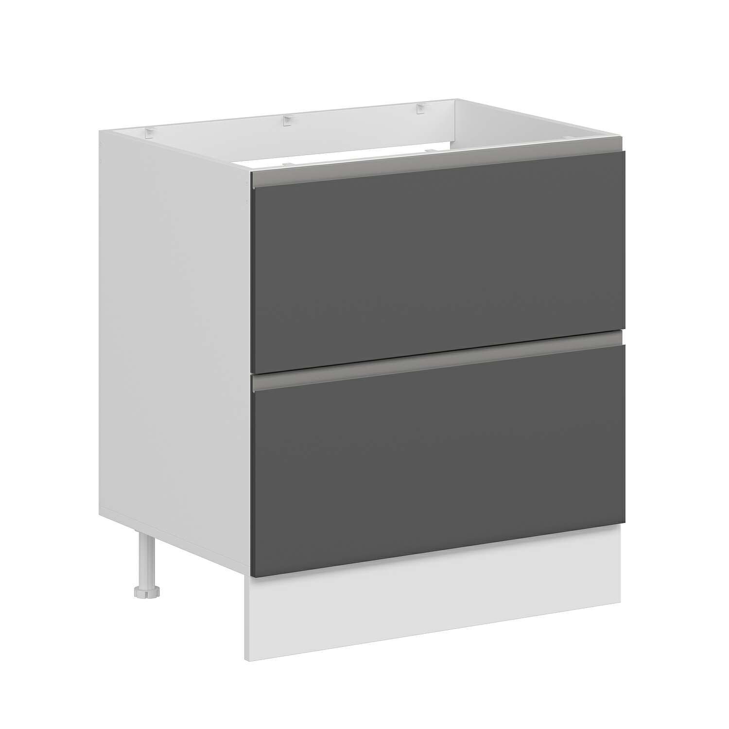 Alvinka Mutfak Modül Hg_J Alt 2Ç 80Cm Evye Dolap Beyaz Antrasit Mdf