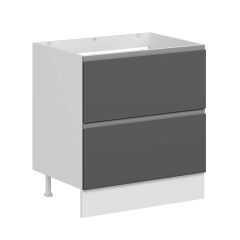 Alvinka Mutfak Modül Hg_J Alt 2Ç 80Cm Evye Dolap Beyaz Antrasit Mdf