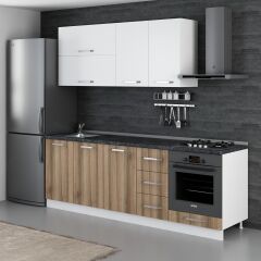 Minar 235 Cm Mutfak Dolabı Beyaz Dore 235-D6