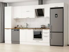Alvinka 370X222 Cm Klasik Mebran Mutfak Dolabı Beyaz Beyaz Mbb-E80B50S40-2