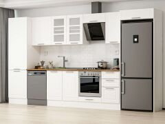 Alvinka 385X222 Cm Klasik Mebran Mutfak Dolabı Mbb-E80B60S45-3 Mebran | Beyaz - Mdf